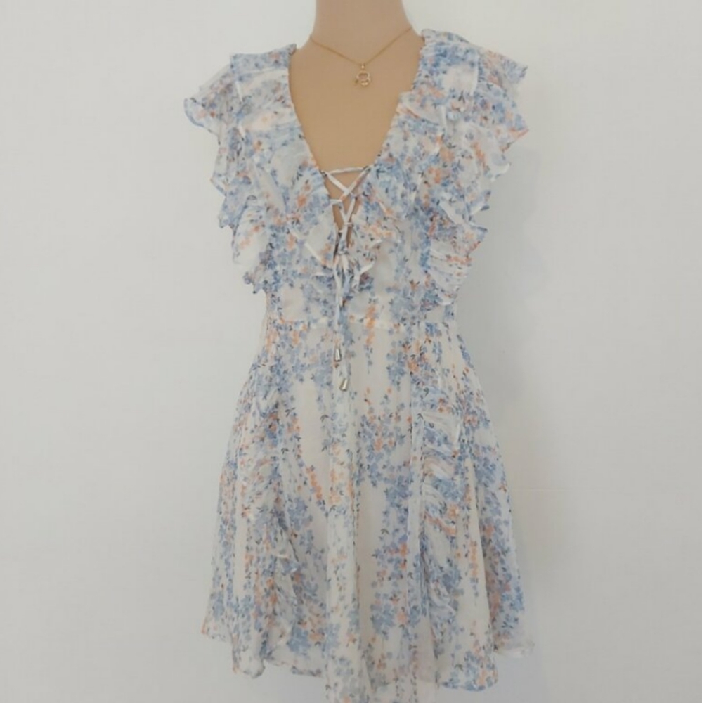 Saints + Secrets short floral print dress.